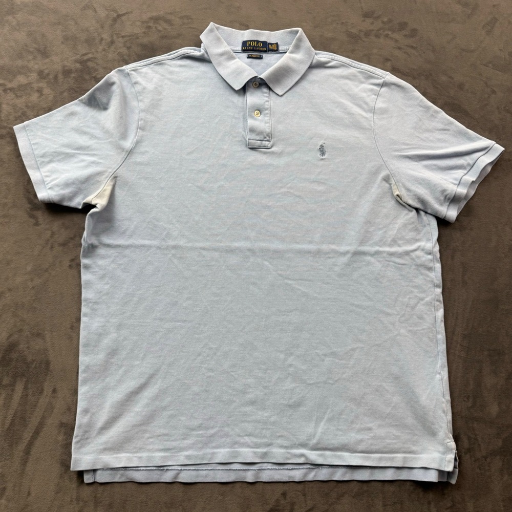 Polo Ralph Lauren Mens XL Classic Fit Short Sleeve Mesh Polo Shirt Light Blue